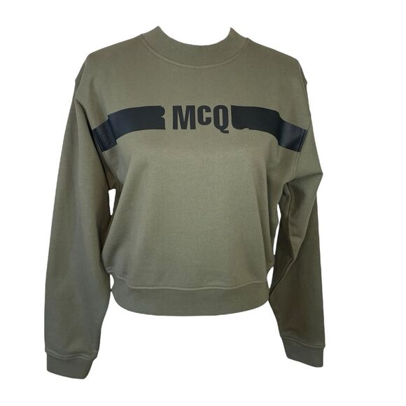 MCQ Alexander McQueenLogo Crewneck Sweatshirt Olive Green Size Small - Picture 1 of 11